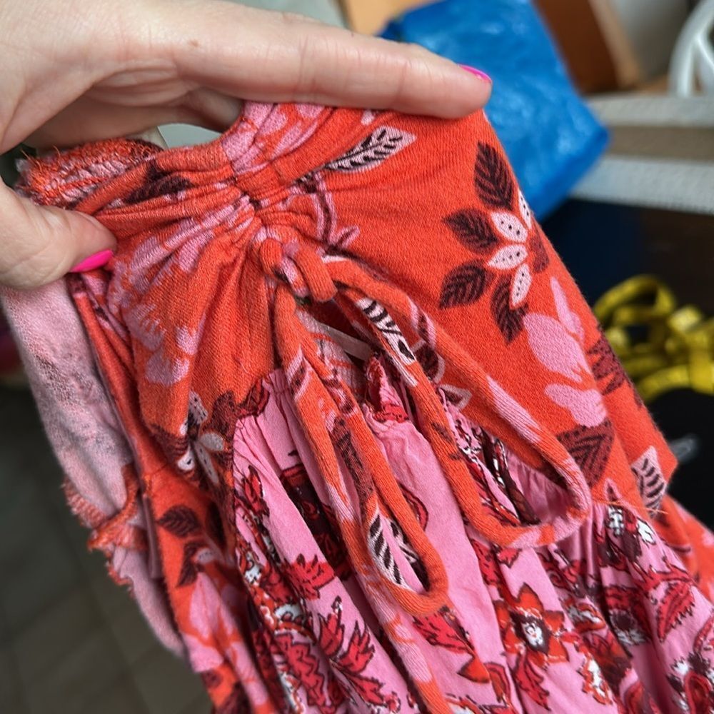 Free People Orange and Pink Floral Tunic - Picture 6 of 7